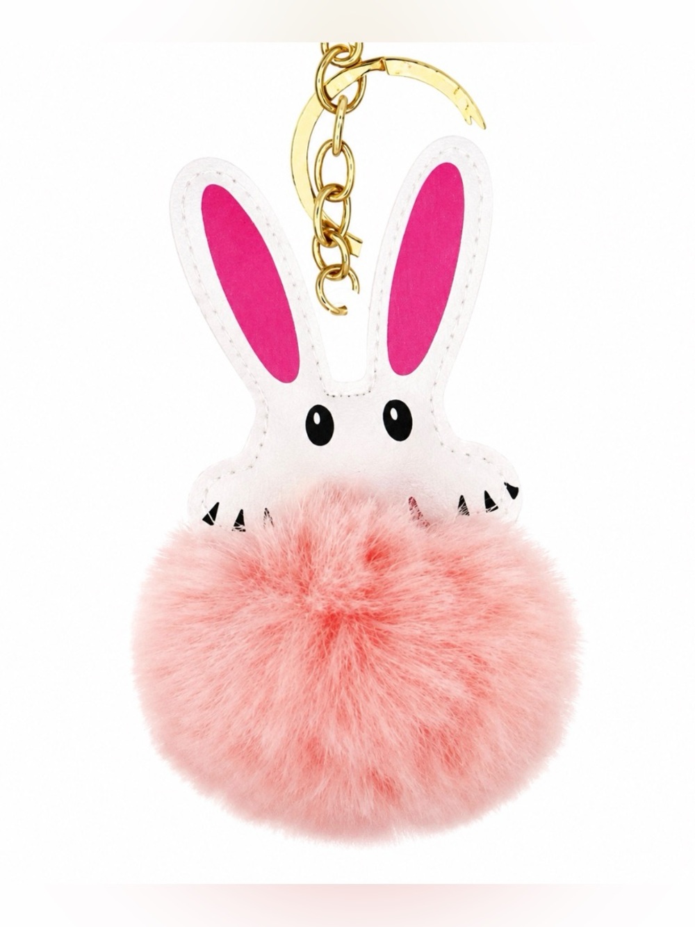 Bunny Faux Leather Pompom Key Ring Purse Charm Bunny Rabbit